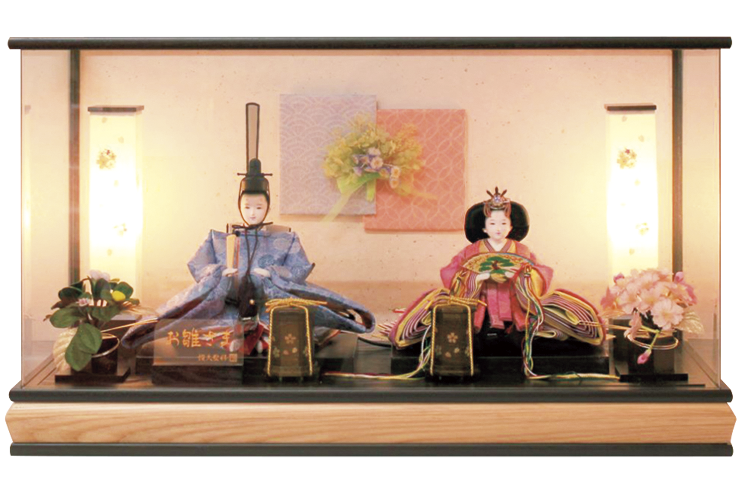 （５８）　小三五親王　水色/ピンク　ナチュラル/ブラウン色アクリル